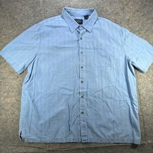 Nat Nast Shirt Mens 2XL Blue Silk Blend Jacquard Cocktail Martini Retro Bowling